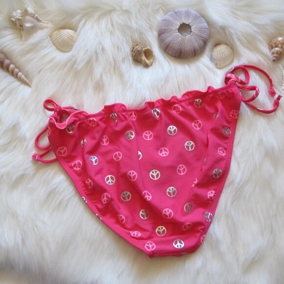 3/$15 Hot Pink Barbie Peace String Bikini - Picture 3 of 8